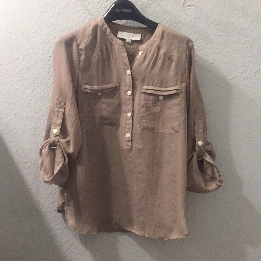 Loft tan sheer tunic